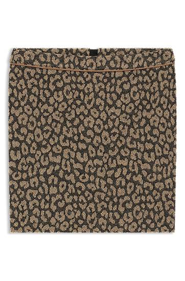 Sukňa BOSS Leopard Jacquard Mini Skirt Hnedá | 50545996, 0