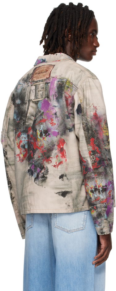 Bunda Acne Studios Acne Studios Trompe L'Oeil Print Denim Jacket Béžová | B90859-, 2