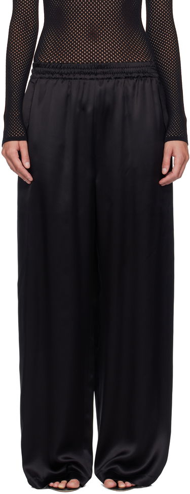 Nohavice WARDROBE.NYC WARDROBE.NYC Satin Pajama Trousers Čierna | W2242F25SE, 0