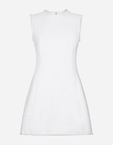 Šaty Dolce & Gabbana Short Cotton Tweed Dress Biela | F6JKDTHUMT9W0800, 0