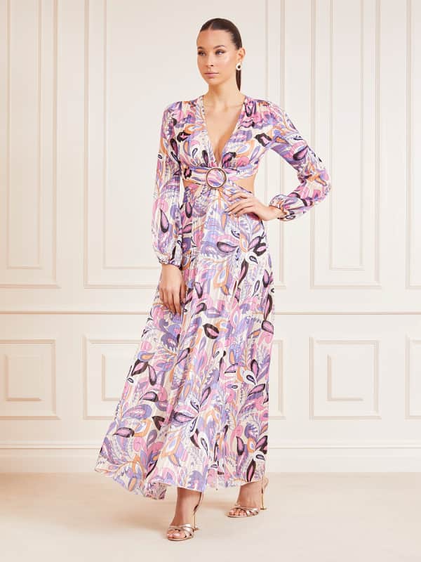 Šaty GUESS Marciano Paisley Lurex Print Long Dress Ružová | 4GGK927066A, 0