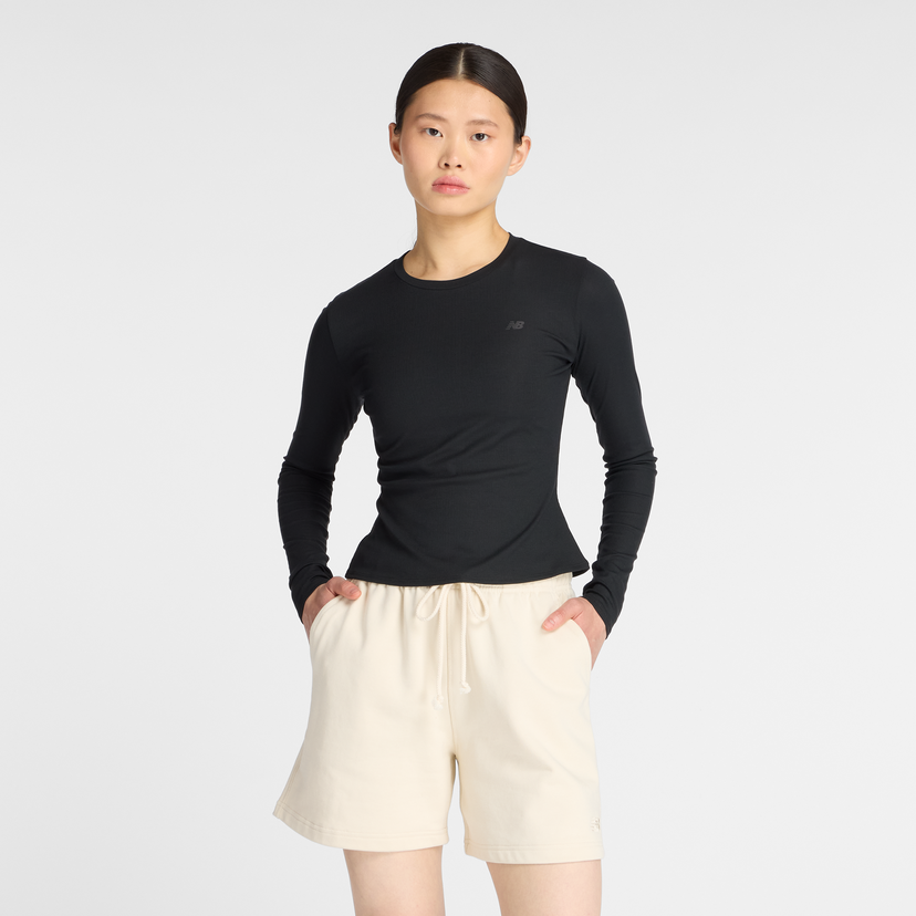 Tričko New Balance Ribbed Long Sleeve Top Čierna | NBWT53133BK