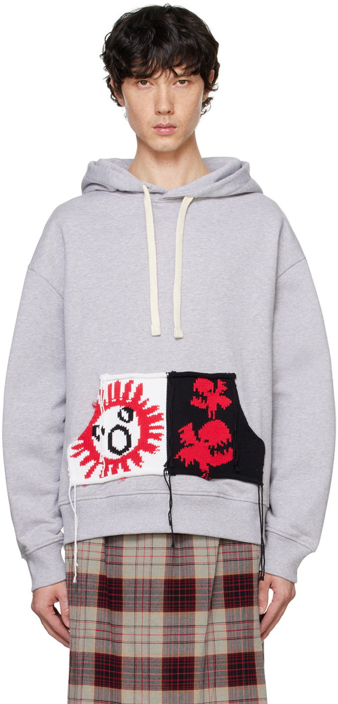 Mikina Charles Jeffrey Loverboy Charles Jeffrey LOVERBOY Knit Patchwork Hoodie Šedá | 41100301, 0
