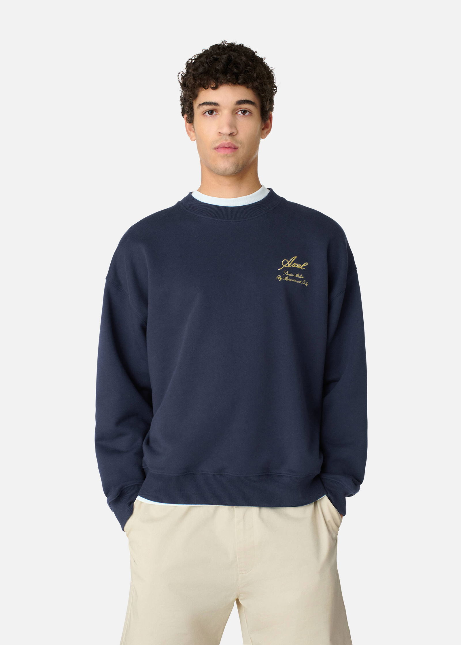 Navy Blue Embroidered Sweatshirt