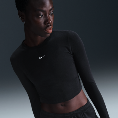 Crop Top Nike Sportswear Chill Knit Long Sleeve Cropped Top Čierna | HF5322-011, 0