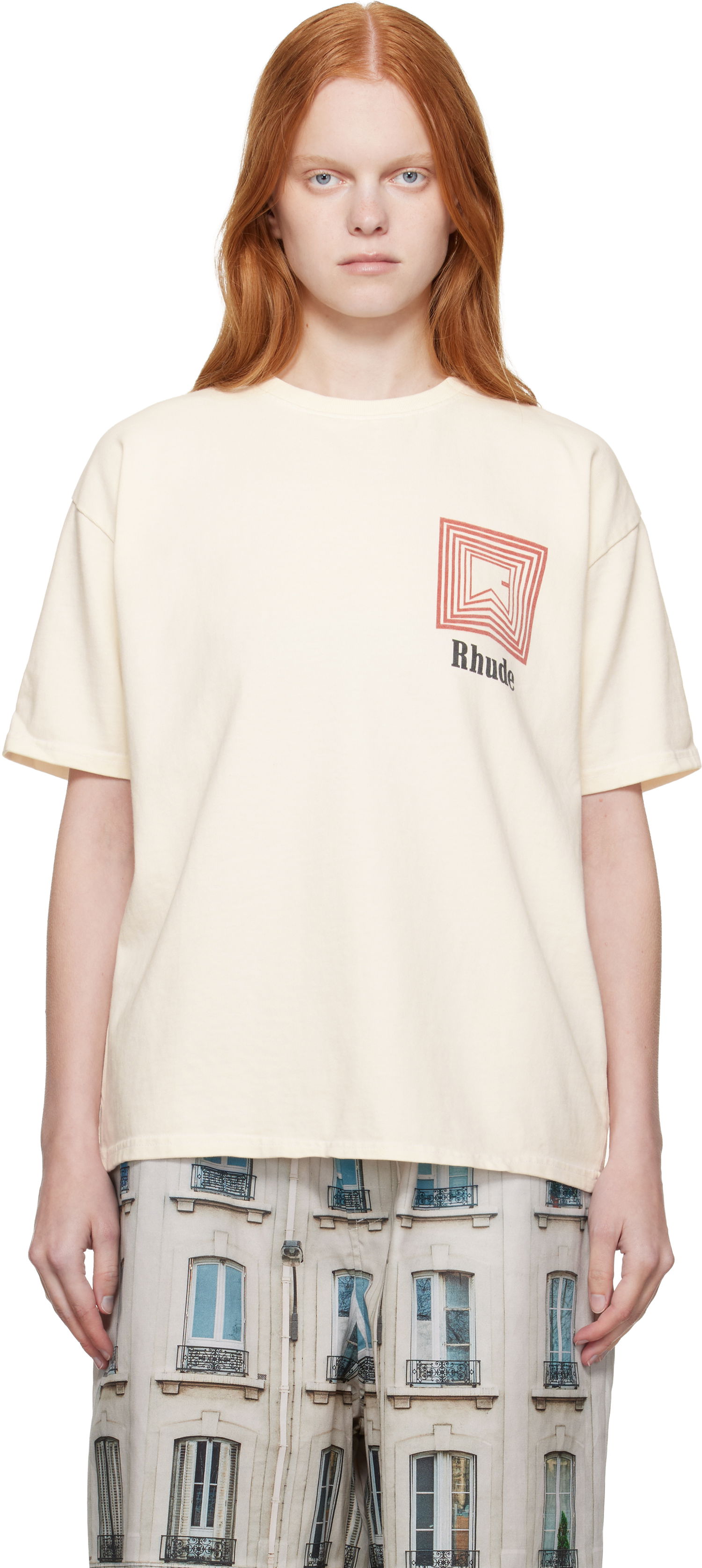 Tričko Rhude Rhude Chevron Logo Repeat T-Shirt Biela | RHPF25TT03012, 0