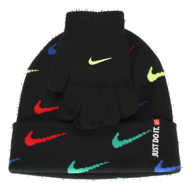 Kulicha Nike Nike Swoosh Repeat Beanie and Gloves Set Čierna | 9A2988-K90, 0