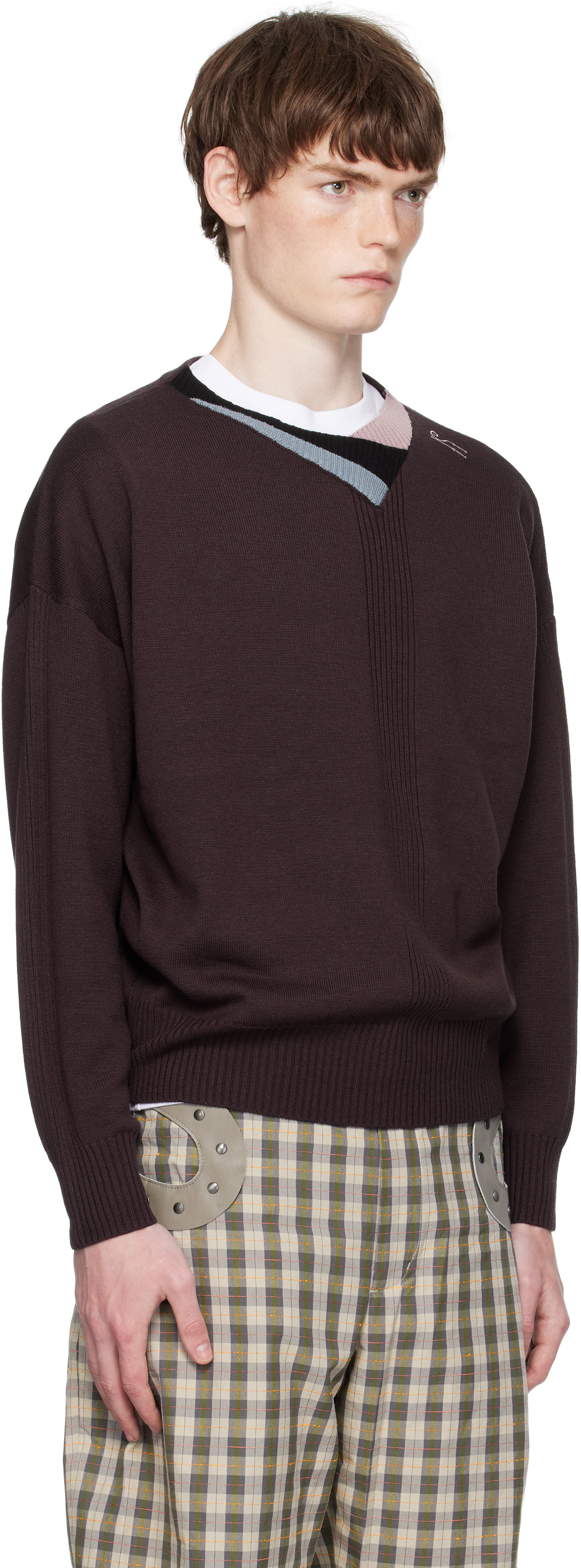 Sveter KIKO KOSTADINOV Kiko Kostadinov Vig Multi Collar Sweater Hnedá | KKAW25KN04-97, 1