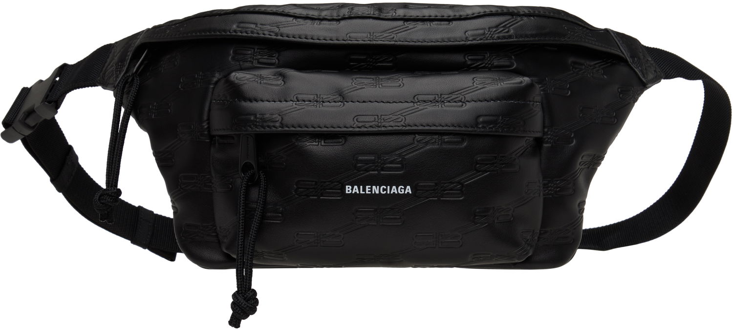 Ľadvinka Balenciaga Monogram Embossed Leather Belt Bag Čierna | 7130422AA251000, 0