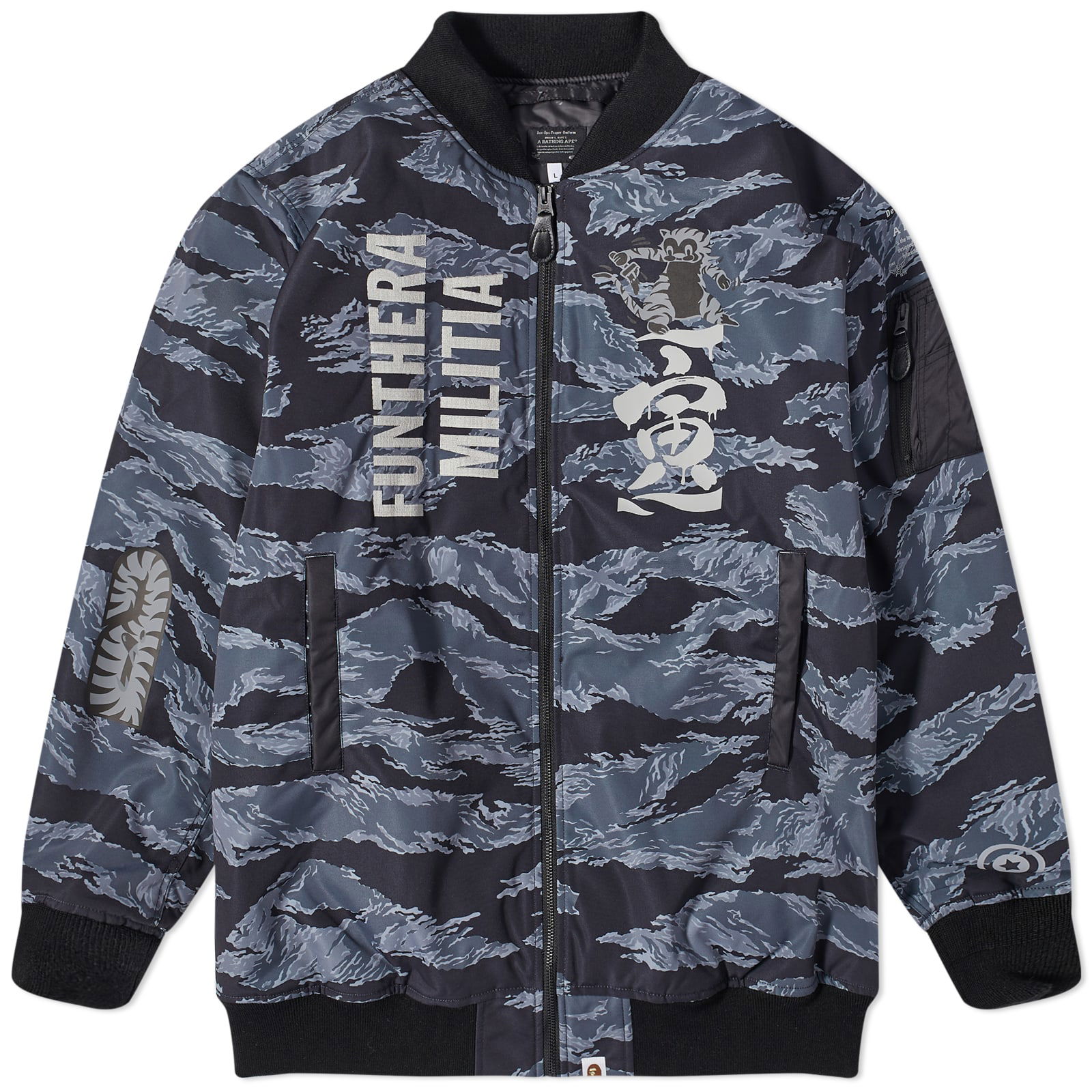 Tiger Camo Long MA-1 Jacket Black