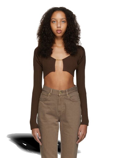 Sveter Jacquemus La Maille Pralù Cropped Cardigan Hnedá | 213KN108-2190