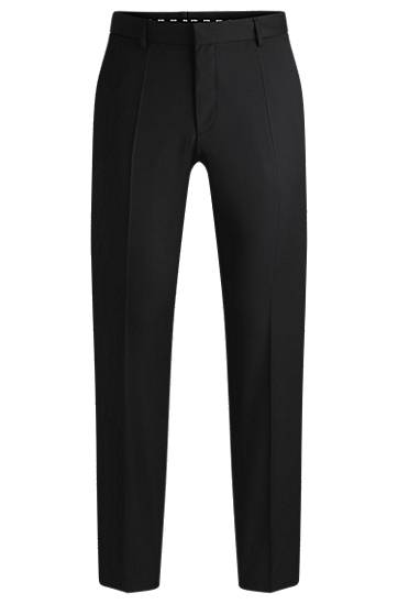 Nohavice BOSS Regular-Fit Virgin-Wool Serge Trousers Čierna | 50469183, 0