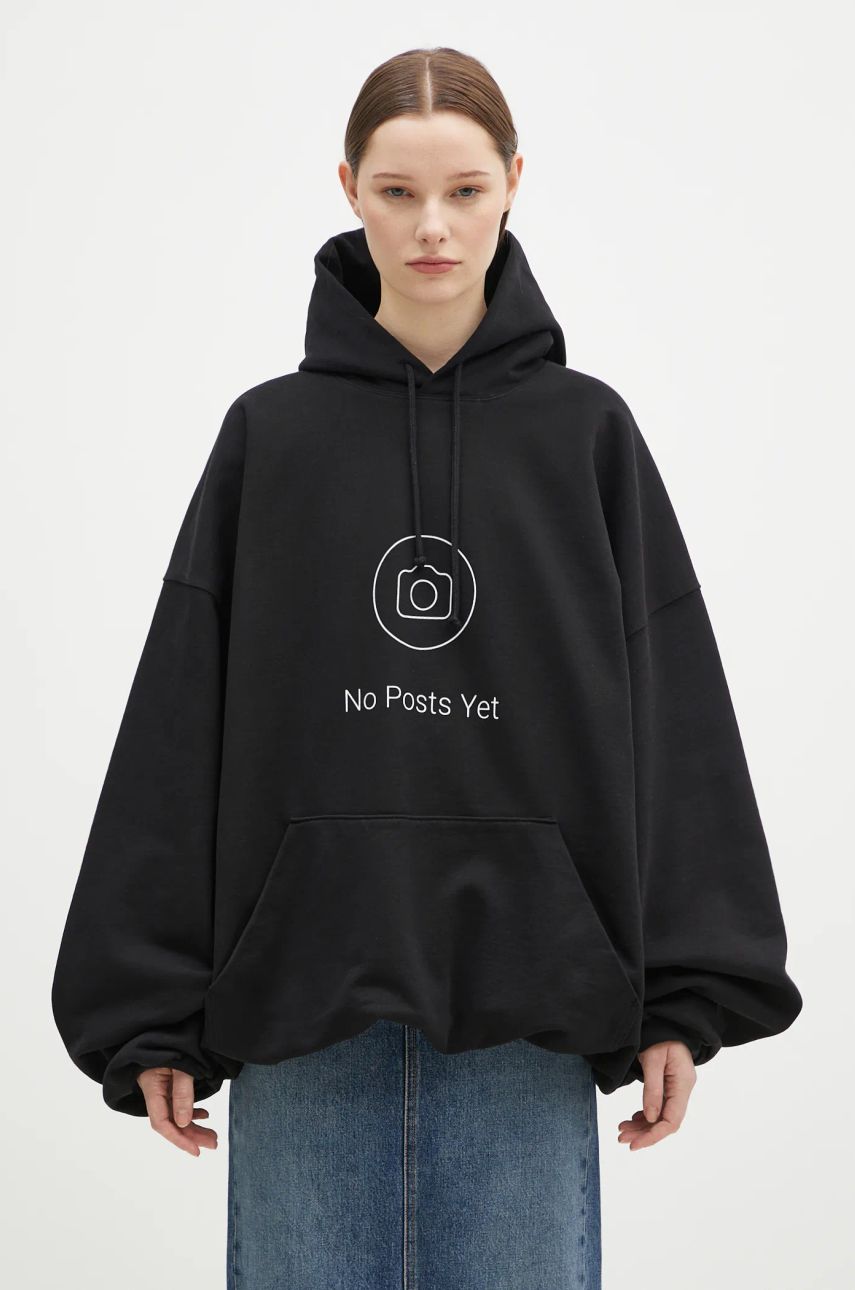 Mikina VETEMENTS 'No Posts' Cropped Boxy Hoodie Čierna | UA66HD660B, 1