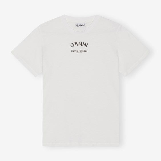 Tričko GANNI Thin Jersey Relaxed T-shirt Biela | T3561-151, 0