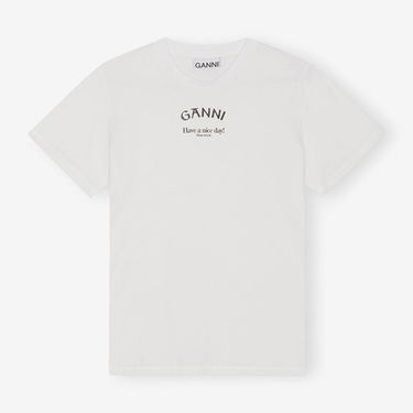 Tričko GANNI Thin Jersey Relaxed T-shirt Biela | T3561-151, 0