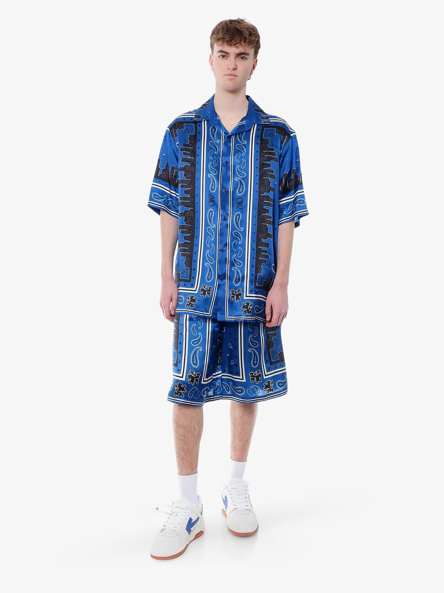Šortky Off-White BERMUDA SHORTS - OFF WHITE Modrá | OMCB092S24FAB0014600, 1