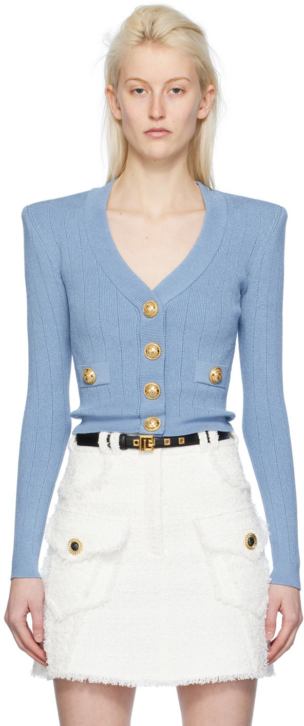 Sveter Balmain Press-Stud Cardigan Modrá | CF1KL007KB07, 0