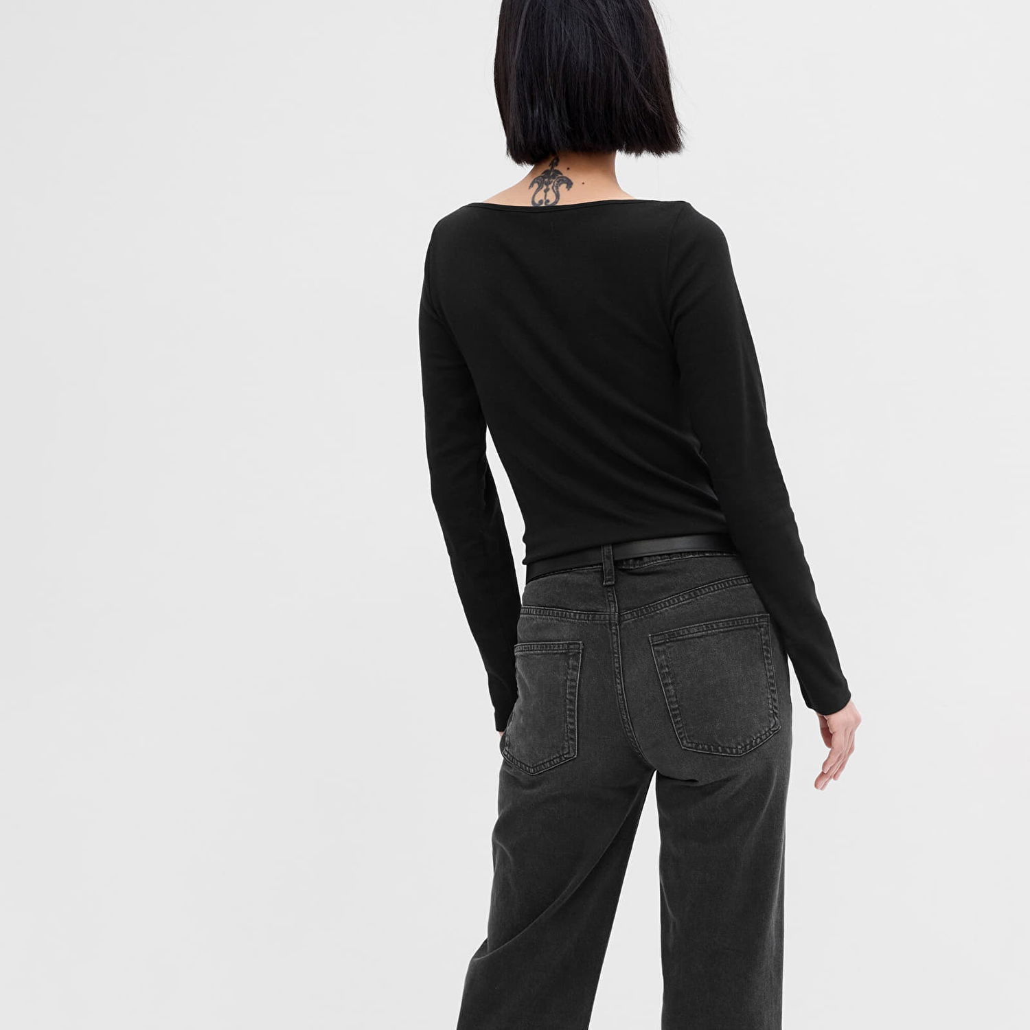 Tričko GAP Top Longsleeve Bateau Neck Modal Top Black Čierna | 540606-04, 1