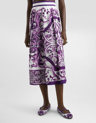 Sukňa Dolce & Gabbana Dolce & Gabbana Majolica Print Pleated Midi Skirt Fialová | F4CULTFI5JGHP5DQ, 3