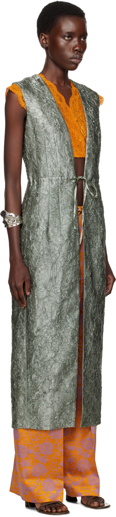 Vesta Dries Van Noten Dries Van Noten Sleeveless Long Vest Zelené | 251-010227-1428, 1