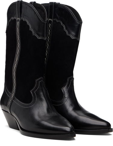 Tenisky a topánky ISABEL MARANT Isabel Marant Duerto Western-Style Leather and Suede Boots with Contrast Stitching Čierna | BO0003FD-D1A25S, 3