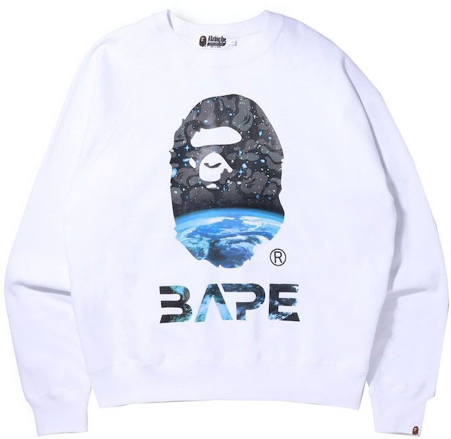 Bape Space Camo Ape Head Loose Fit Crewneck White