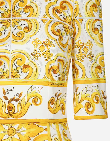 Šaty Dolce & Gabbana Majolica-print Silk Charmeuse Midi Dress Žltá | F6ADSTHPABLHG3TN, 3