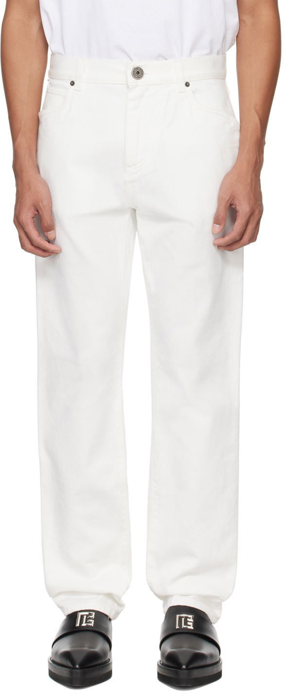 Džínsy Balmain Straight-Leg Jeans Biela | CH1MI070DB69, 0