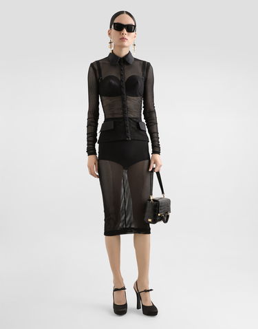 Košeľa Dolce & Gabbana Dolce & Gabbana Mesh Long Sleeve Shirt Jacket Čierna | F27EQTFLREPN0000, 1
