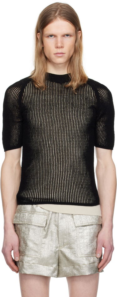 Sveter Dries Van Noten Dries Van Noten Open-Knit T-Shirt Čierna | 251-021210-1709, 0