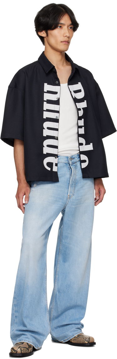 Košeľa Rhude Rhude Center Logo Button-Up Shirt Čierna | RHPF25SR01731, 3