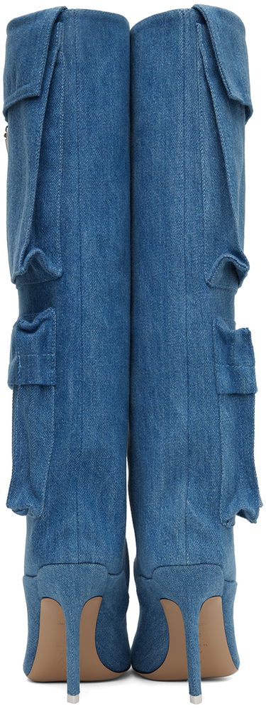 Oblečenie The Attico Attico Sienna Denim Cargo Knee-High Boots Modrá | 238WS656 D001, 1