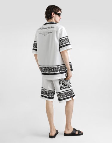 Šortky Dolce & Gabbana Dolce & Gabbana Double Piqué Bermuda Shorts with Majolica Print Biela | GV37ATII7HNHX5DQ, 2