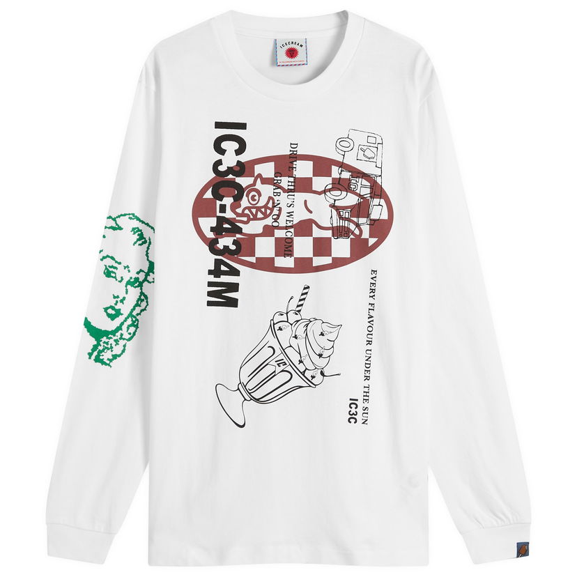 Tričko BBC IceCream Multi Graphic Long Sleeve T-Shirt, Size Large Biela | IC25355-WHT