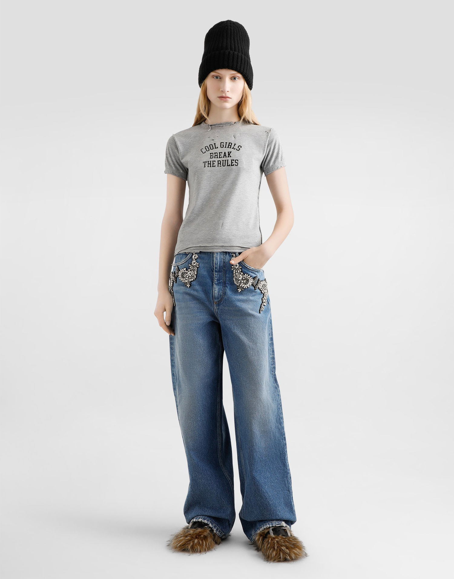 Džínsy Dolce & Gabbana Dolce & Gabbana Embellished Wide-Leg Jeans Modrá | FTDDHZG8OD1S9001, 1