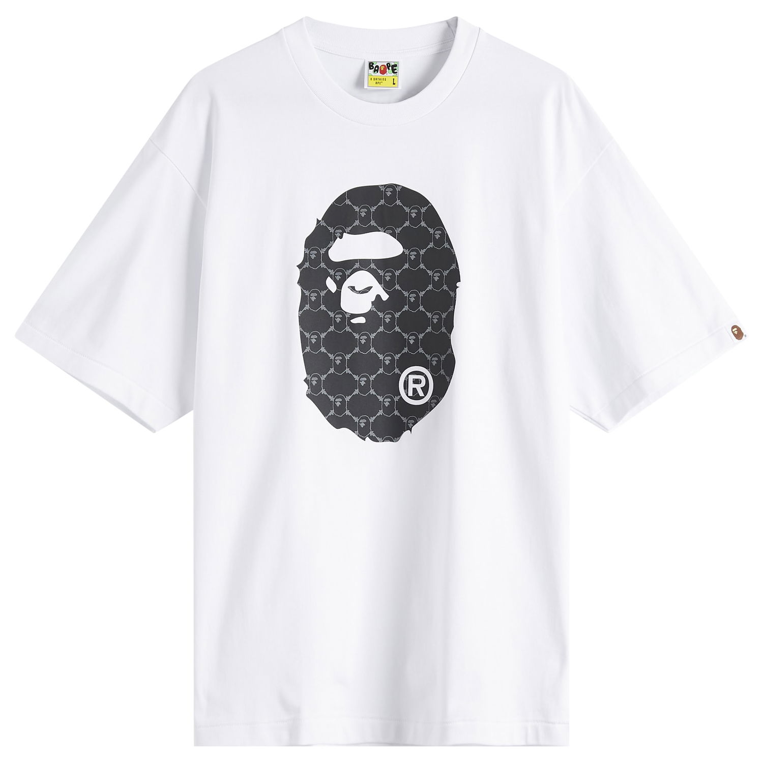 Tričko BAPE A Bathing Ape Collegeonogram Ape Head Relaxed Fit T-Shirt, Size Large Biela | 001TEL301334M-WHT, 1