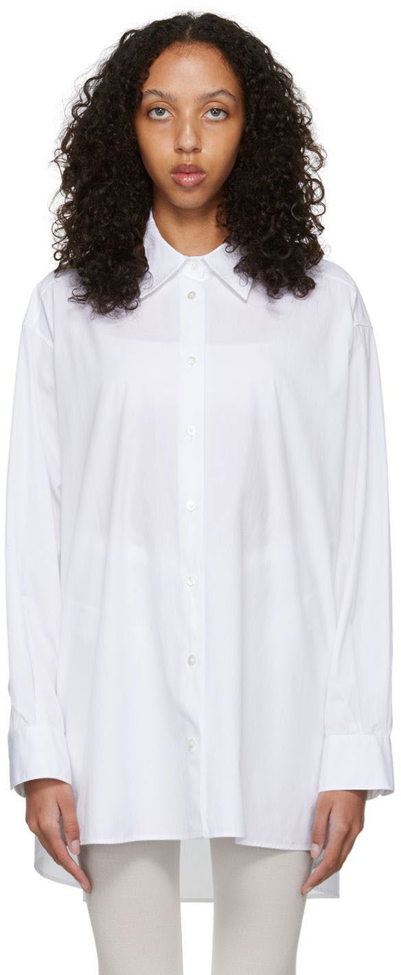Košeľa The Row Luka Oversized Cotton Poplin Shirt Biela | 5648-W2043, 0