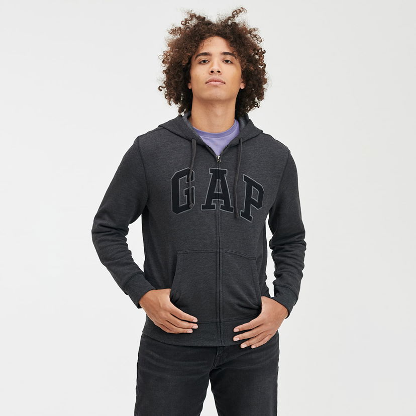 Mikina GAP Sweatshirt Logo Fullzip Hoodie New Charcoal Grey XS Šedá | 738099-00