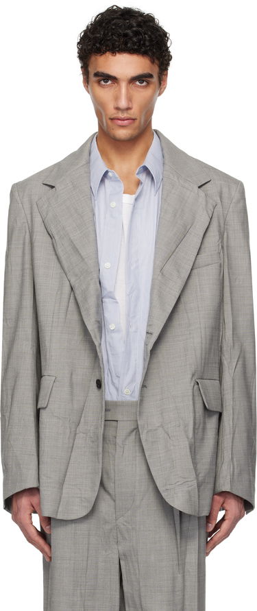 Bunda HED MAYNER Hed Mayner Crinkled Blazer Šedá | HMMA15008A-HA150, 0