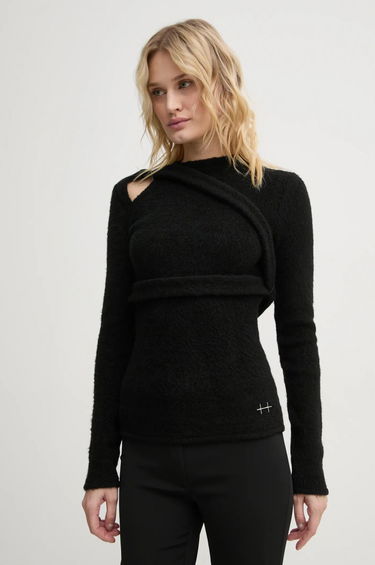 Sveter HELIOT EMIL Cutout Detail Wool Blend Sweater Čierna | AW24.W.07.065.BLK01, 0