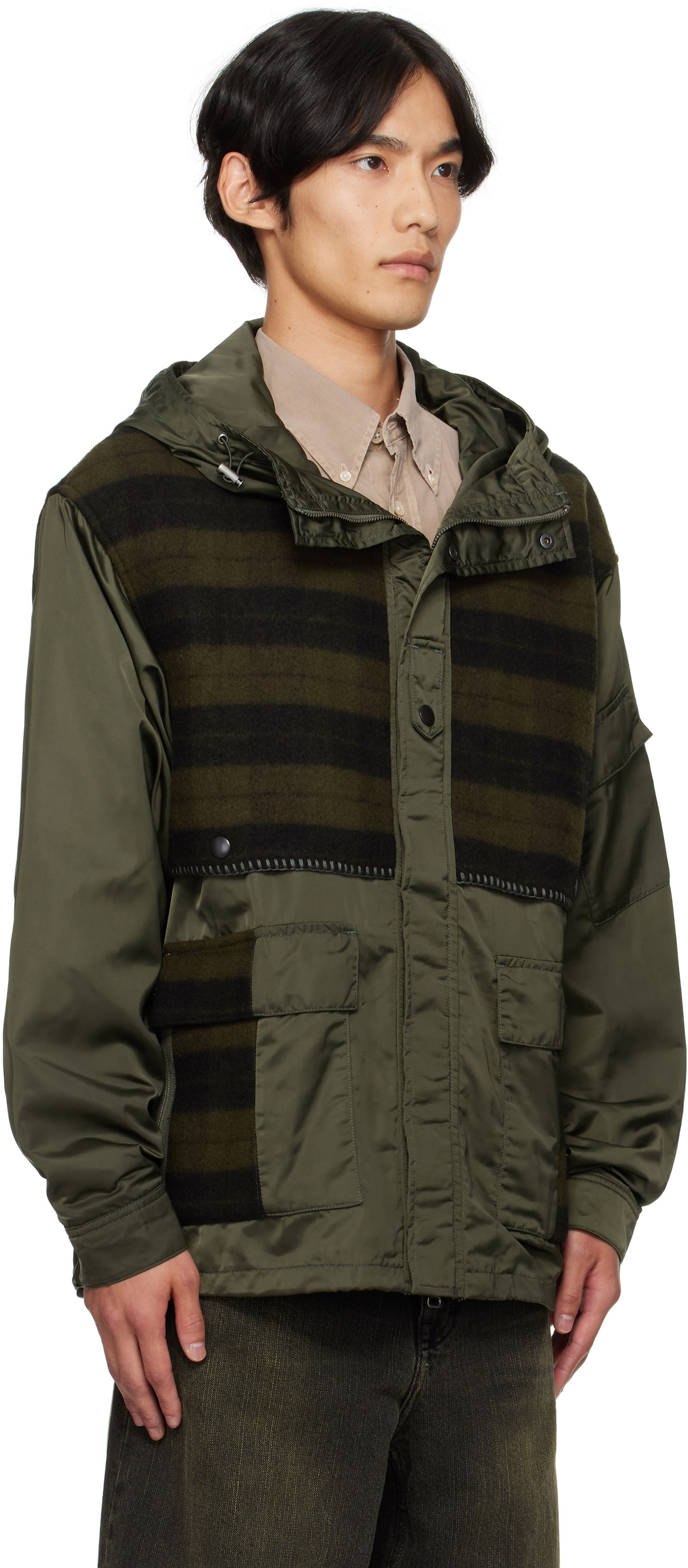 Bunda Andersson Bell Andersson Bell Check Layered Hooded Jacket Zelené | awa717u, 1