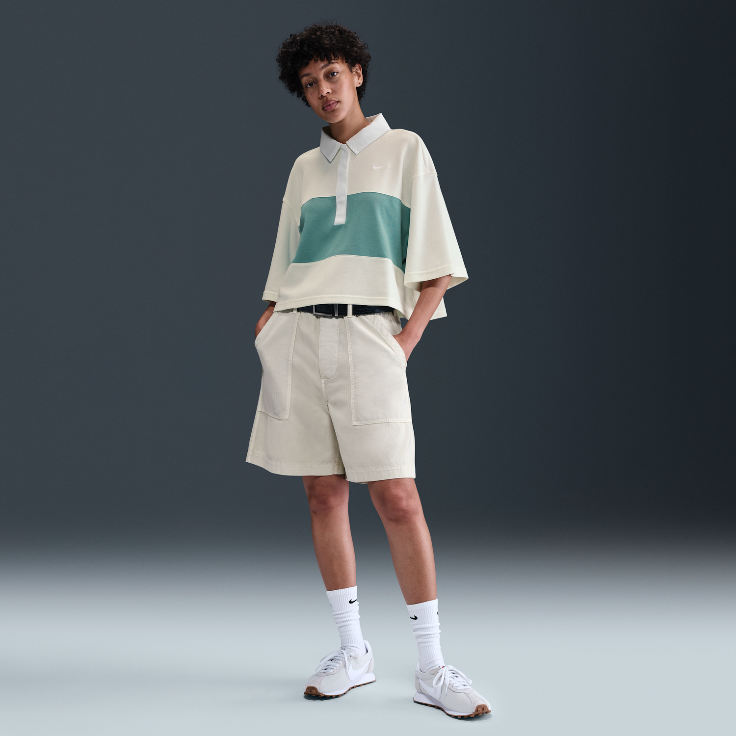 Polo tričko Nike Nsw Street Cropped Relaxed Fit Striped Polo Top Rôznofarebný | IB2153-133, 1