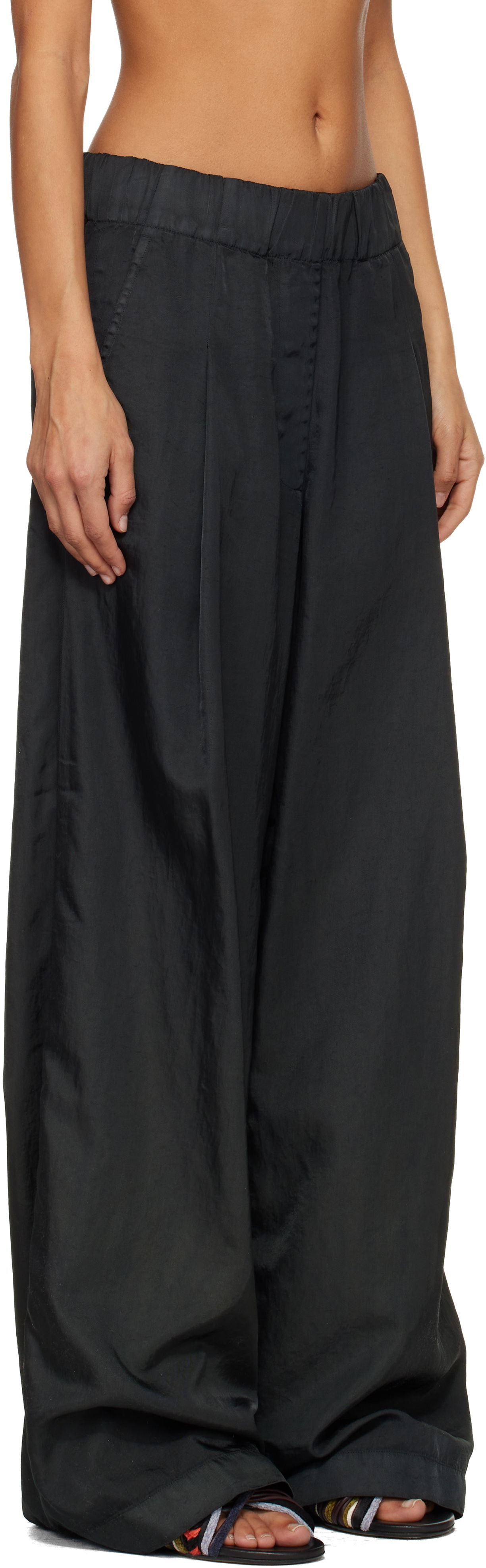 Nohavice Dries Van Noten Dries Van Noten Overdyed Wide-Leg Trousers Čierna | 252-010910-2158, 1