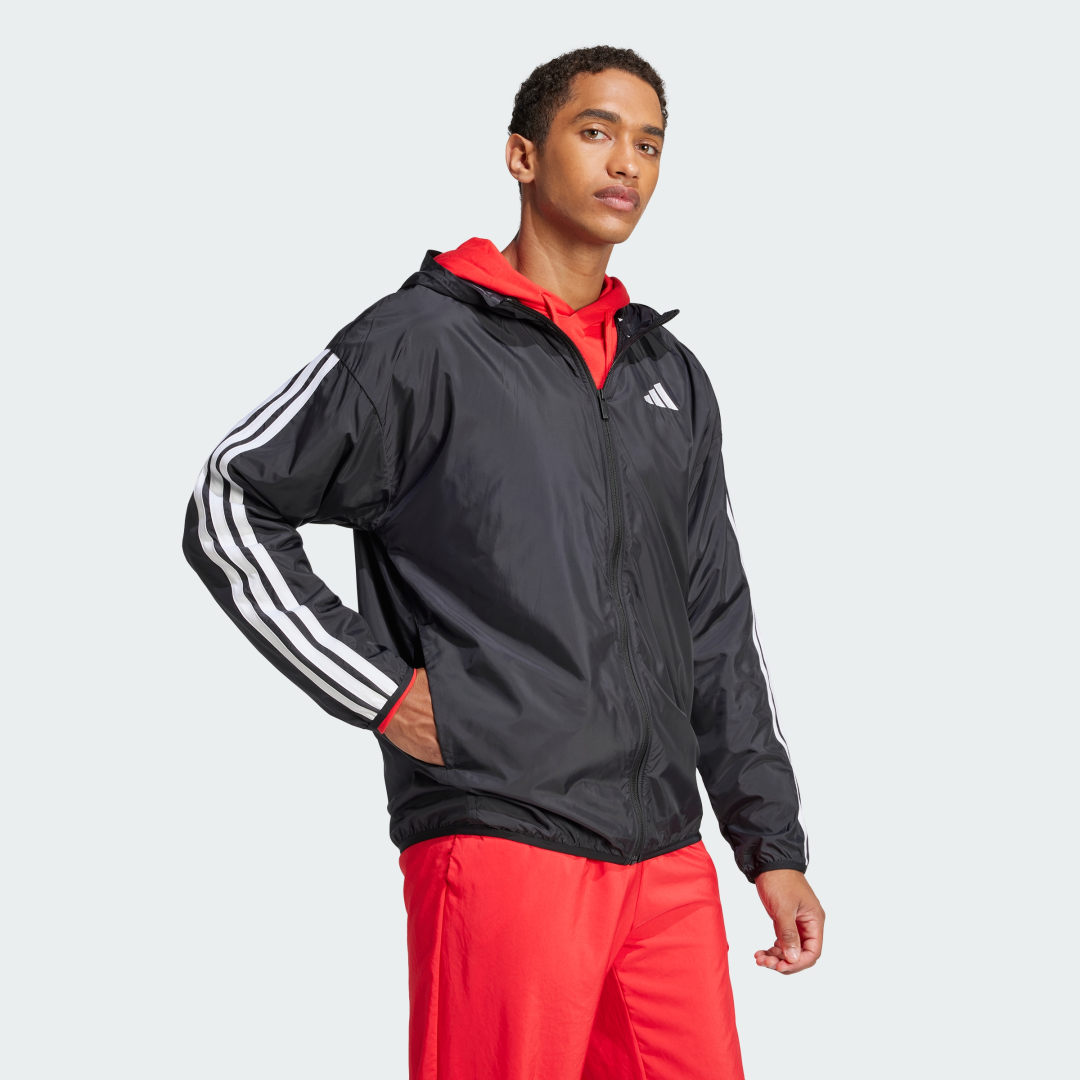 Vetrovka adidas Performance Black Windbreaker Jacket with White Stripes Čierna | JE6325, 1