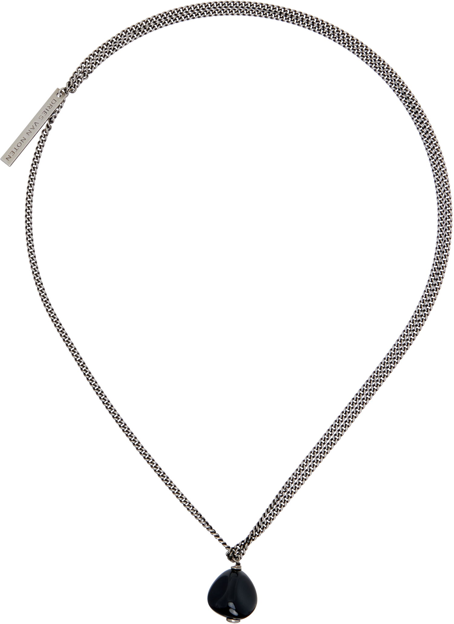 Náhrdelník Dries Van Noten Double Chain Teardrop Stone Pendant Necklace Metalická | 252-028207-092, 0