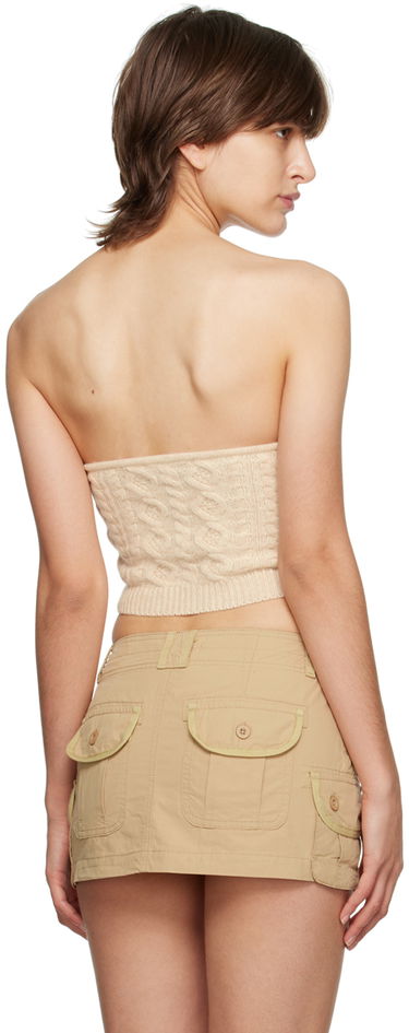 Crop Top GUIZIO Guizio Cable Knit Strapless Tube Top Béžová | DGF22C104_CRM, 2