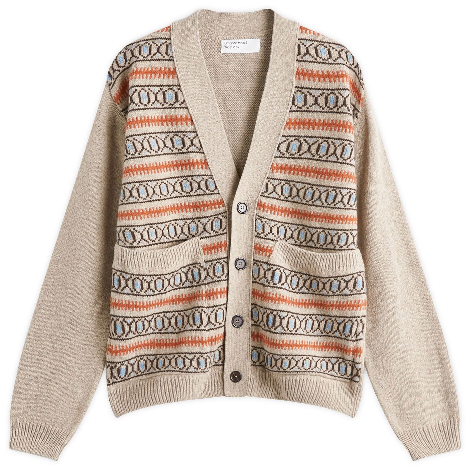 Sveter Universal Works Langdale Knit Cardigan, Size Large Béžová | P31214-OAT, 0