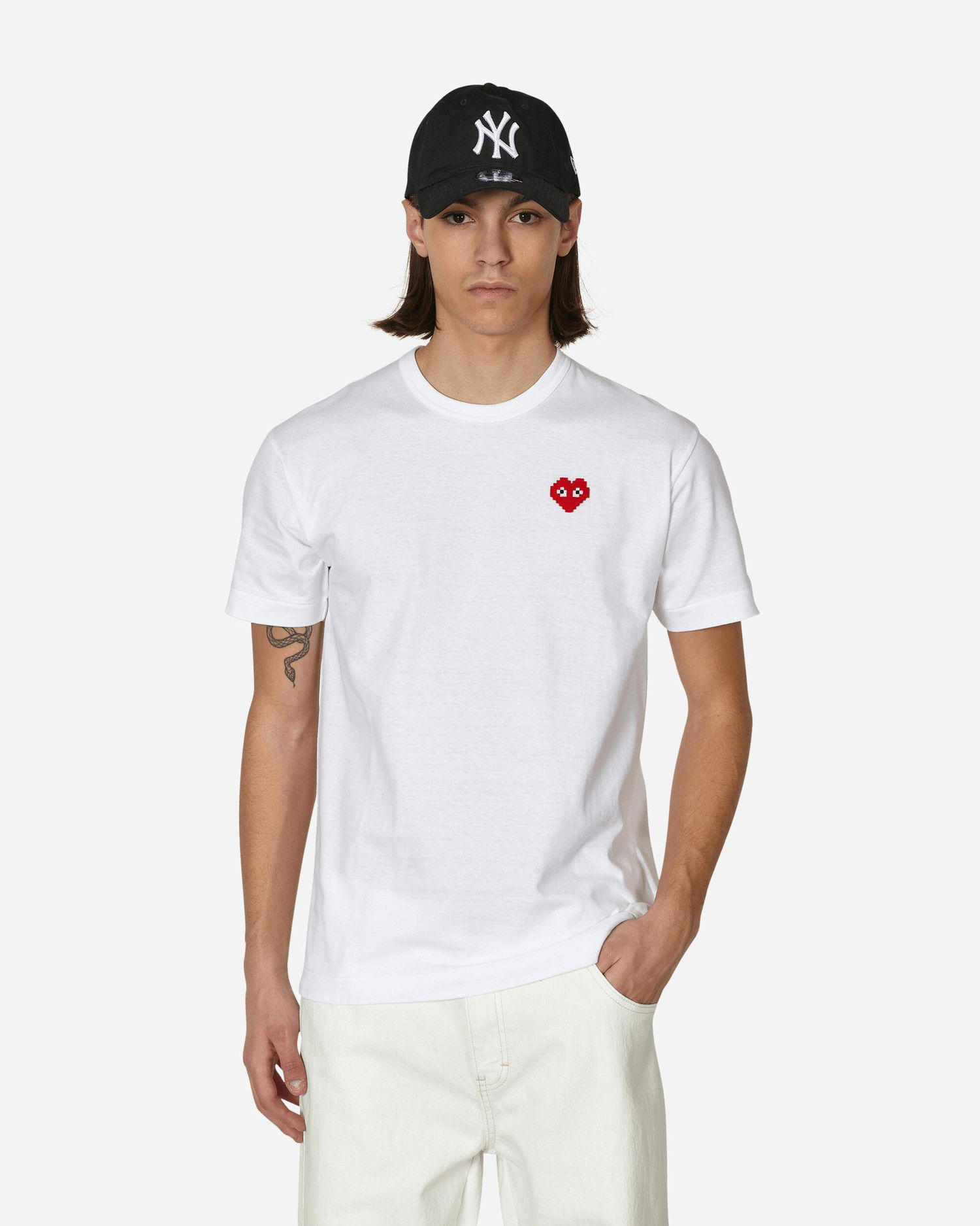 Tričko Comme des Garçons Play Invader Heart Tee Biela | P1T322-3, 1