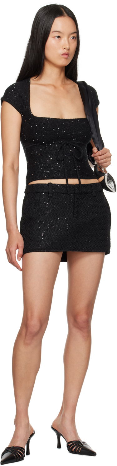 Crop Top GUIZIO Guizio Miki Sequin Knit Top Čierna | F24112S048, 3