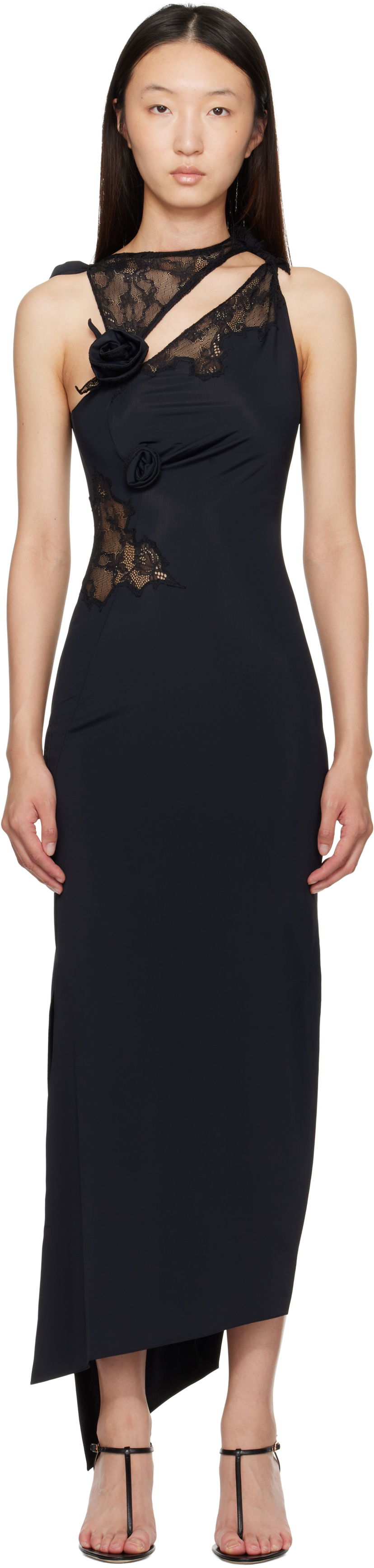 Šaty Coperni Coperni Lace Flower Midi Dress Čierna | COPR217F5021